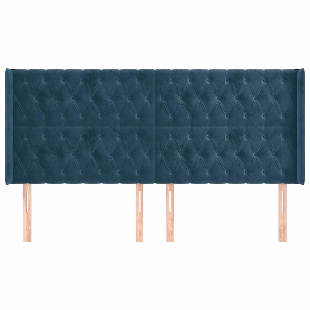 Κεφαλάρι με Πτερύγια Σκούρο Μπλε 183x16x118/128 εκ. Βελούδινο - Pakobazaar