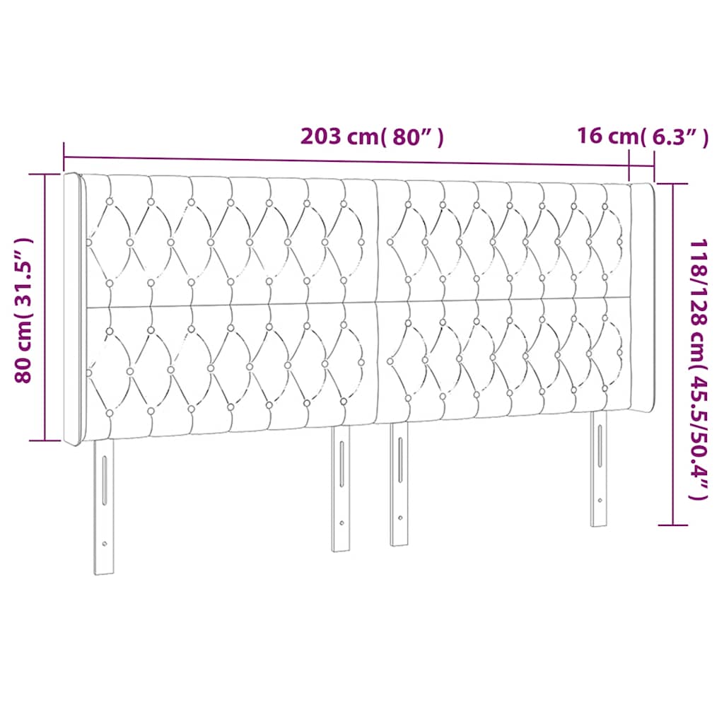 Κεφαλάρι με Πτερύγια Πράσινο 203x16x118/128 εκ. Βελούδινο - Pakobazaar