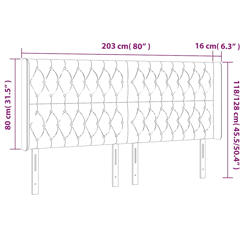 Κεφαλάρι με Πτερύγια Σκούρο Μπλε 203x16x118/128 εκ. Βελούδινο - Pakobazaar
