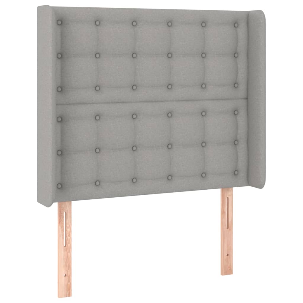 Κεφαλάρι με Πτερύγια Ανοιχτό Γκρι 93x16x118/128 εκ. Υφασμάτινο