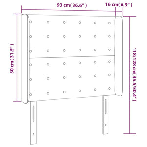 Κεφαλάρι με Πτερύγια Σκούρο Γκρι 93x16x118/128 εκ. Υφασμάτινο