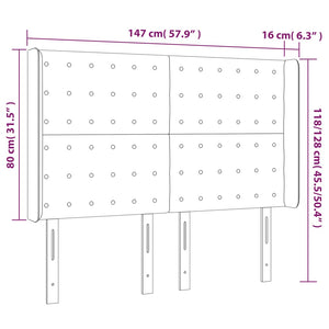 Κεφαλάρι με Πτερύγια Σκούρο Γκρι 147x16x118/128 εκ. Υφασμάτινο