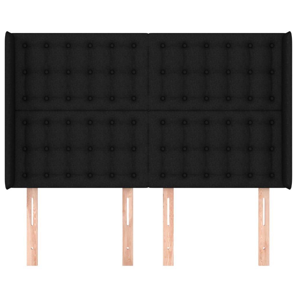 Κεφαλάρι με Πτερύγια Μαύρο 147x16x118/128 εκ. Υφασμάτινο