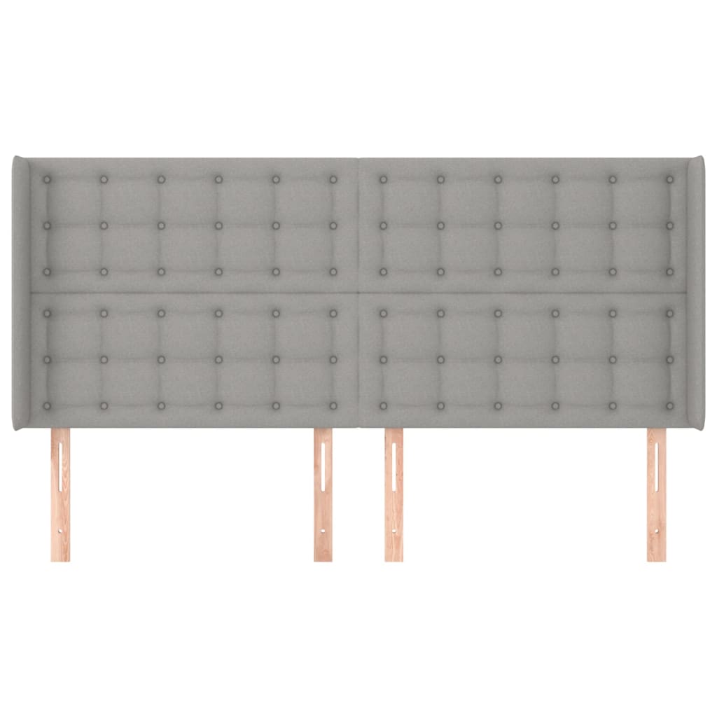 Κεφαλάρι με Πτερύγια Ανοιχτό Γκρι 163x16x118/128 εκ. Υφασμάτινο