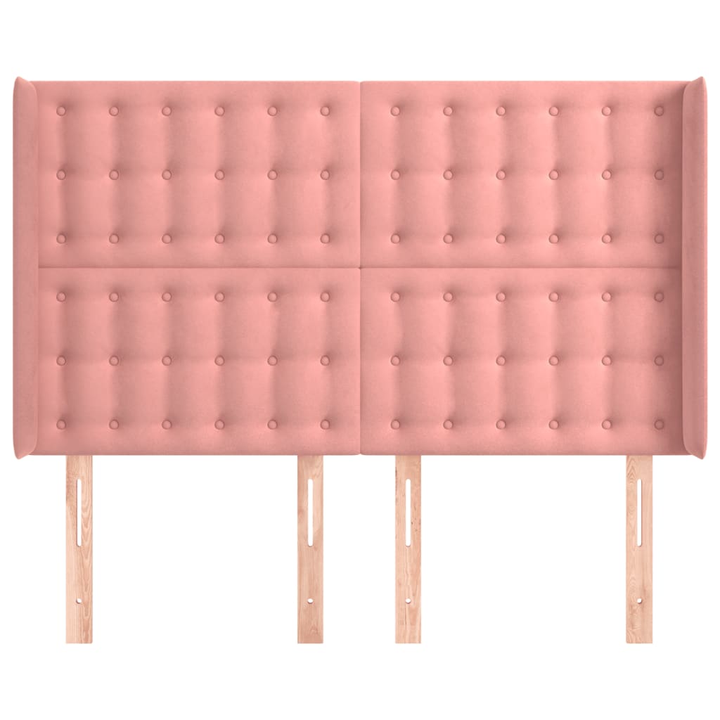 Κεφαλάρι με Πτερύγια Ροζ 147x16x118/128 εκ. Βελούδινο