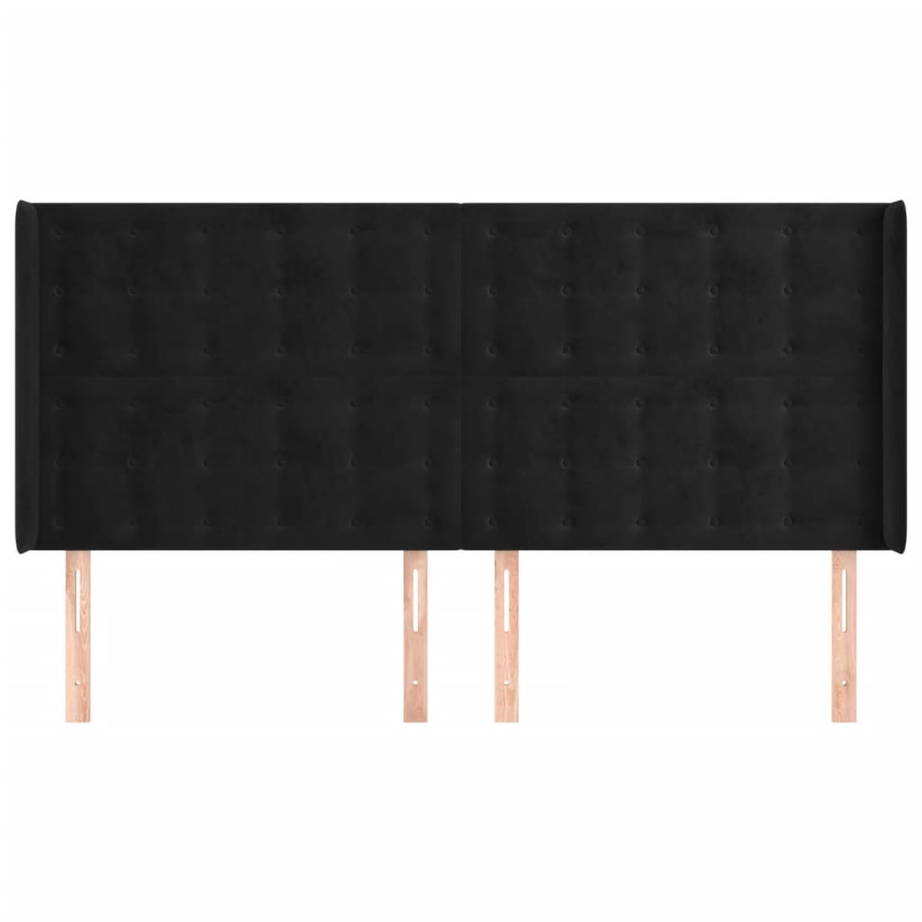 Κεφαλάρι με Πτερύγια Μαύρο 163x16x118/128 εκ. Βελούδινο - Pakobazaar