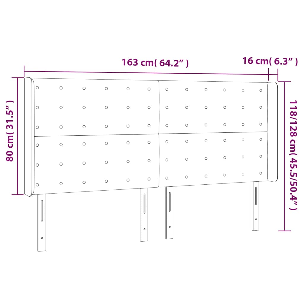Κεφαλάρι με Πτερύγια Πράσινο 163x16x118/128 εκ. Βελούδινο - Pakobazaar