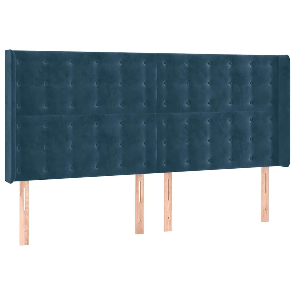 Κεφαλάρι με Πτερύγια Σκούρο Μπλε163x16x118/128 εκ. Βελούδινο - Pakobazaar