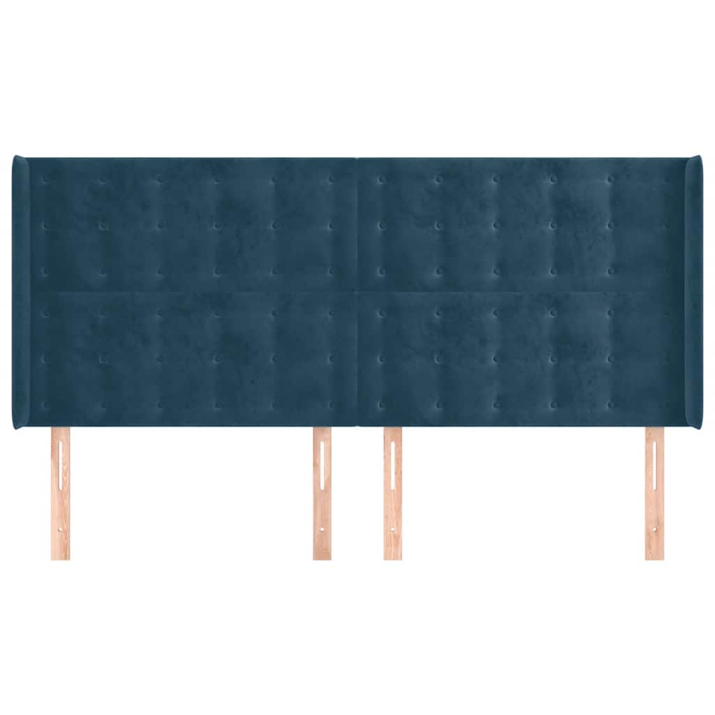 Κεφαλάρι με Πτερύγια Σκούρο Μπλε163x16x118/128 εκ. Βελούδινο - Pakobazaar