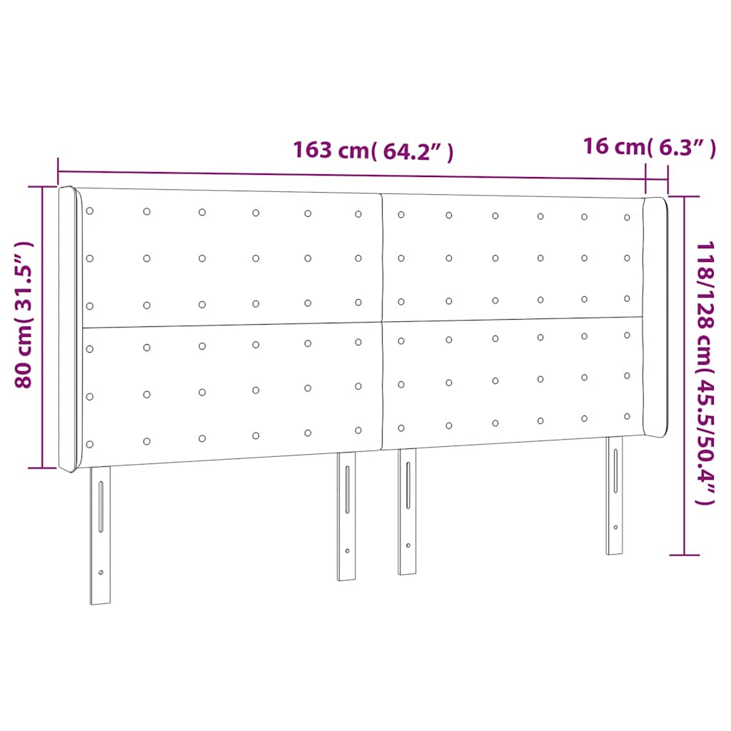 Κεφαλάρι με Πτερύγια Σκούρο Μπλε163x16x118/128 εκ. Βελούδινο - Pakobazaar