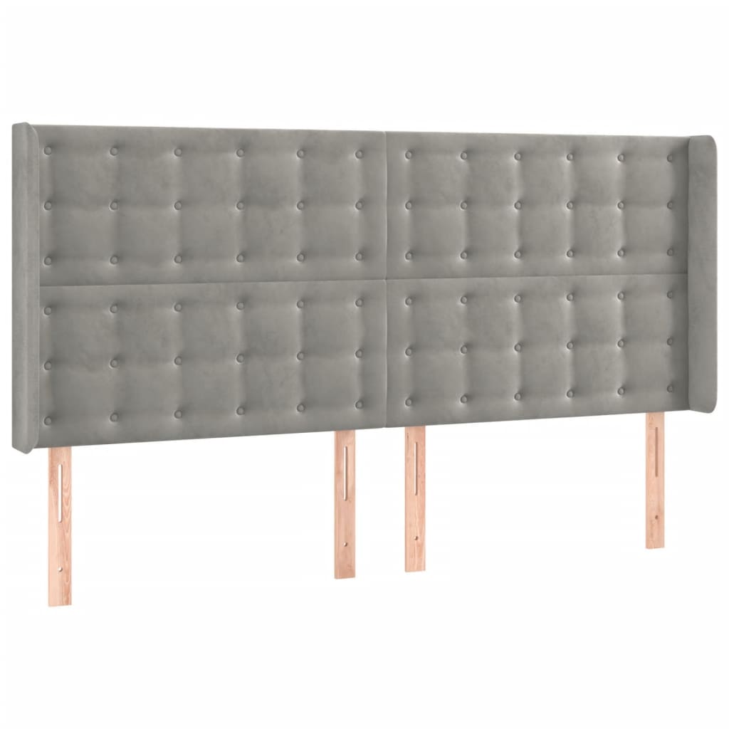 Κεφαλάρι με Πτερύγια Ανοιχτό Γκρι 183x16x118/128 εκ. Βελούδινο