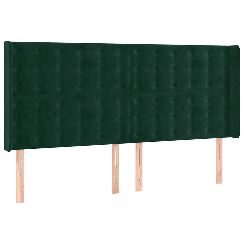 Κεφαλάρι με Πτερύγια Πράσινο 183x16x118/128 εκ. Βελούδινο - Pakobazaar