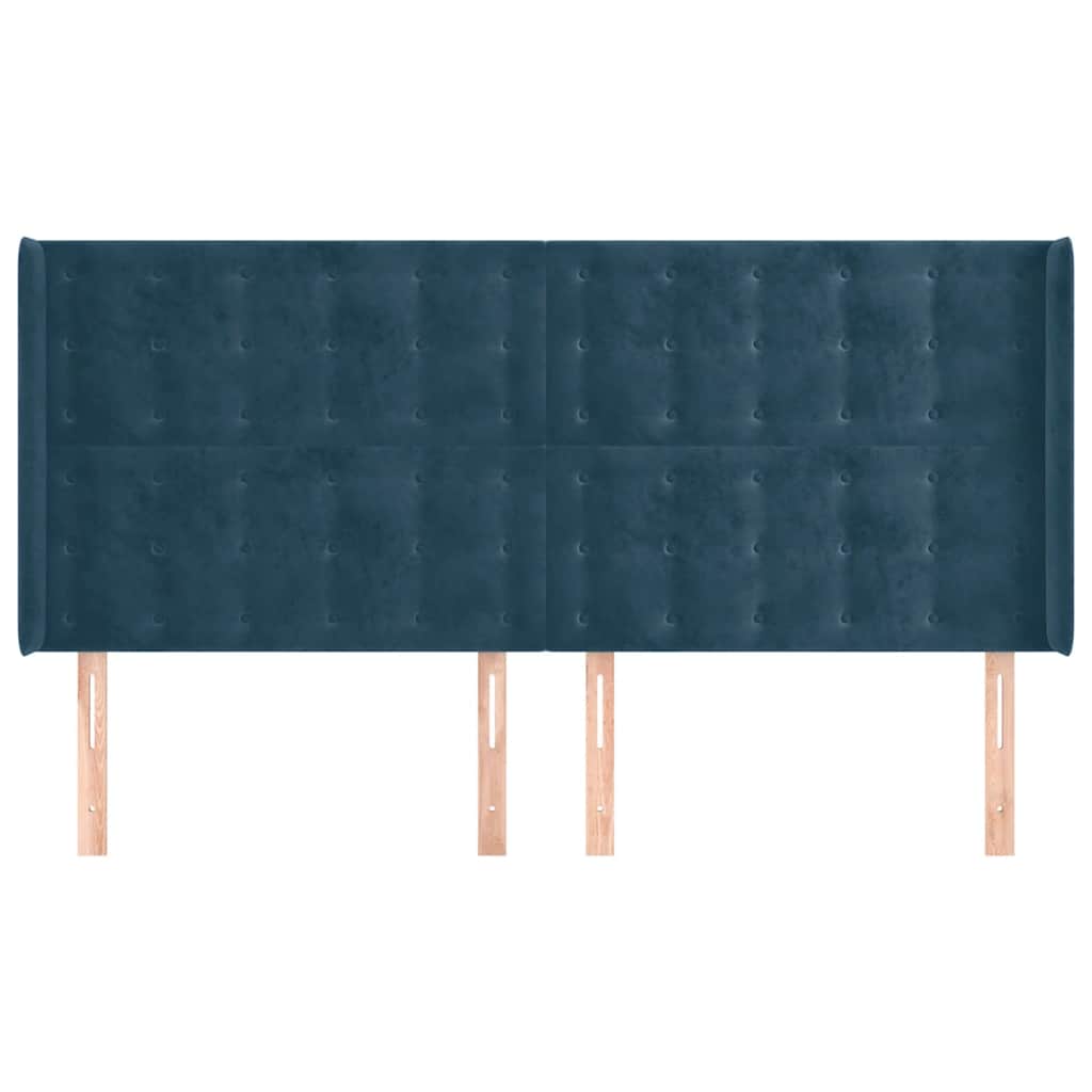 Κεφαλάρι με Πτερύγια Σκούρο Μπλε 183x16x118/128 εκ. Βελούδινο - Pakobazaar