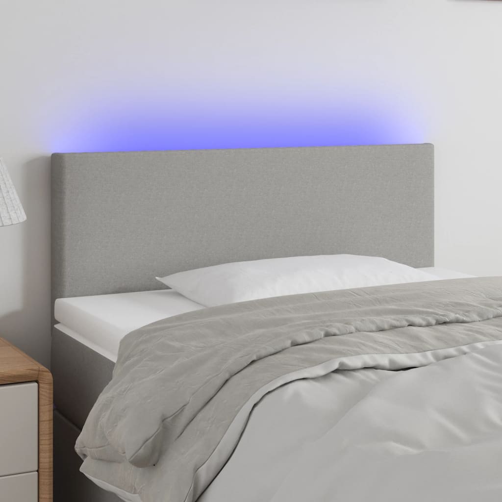 Κεφαλάρι Κρεβατιού LED Ανοιχτό Γκρι 90x5x78/88 εκ. Υφασμάτινο - Pakobazaar
