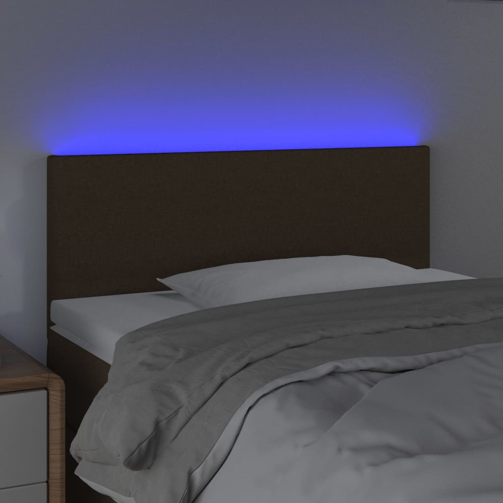 Κεφαλάρι Κρεβατιού LED Σκούρο Καφέ 90x5x78/88 εκ. Υφασμάτινο