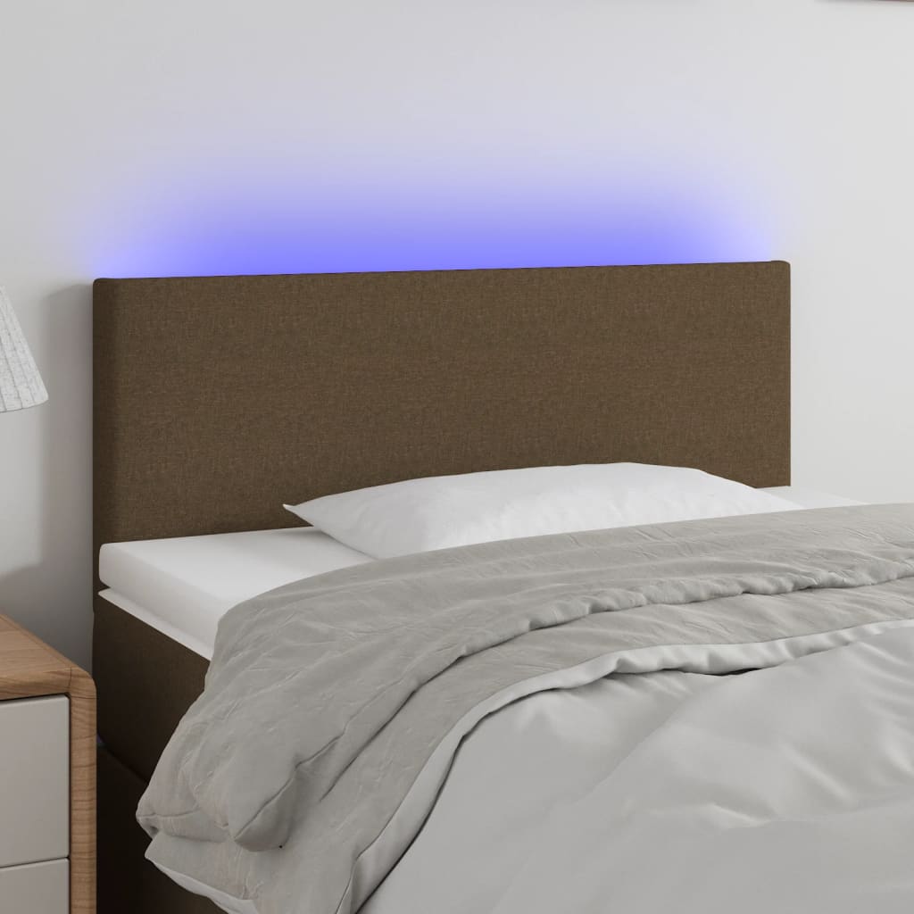 Κεφαλάρι Κρεβατιού LED Σκούρο Καφέ 90x5x78/88 εκ. Υφασμάτινο