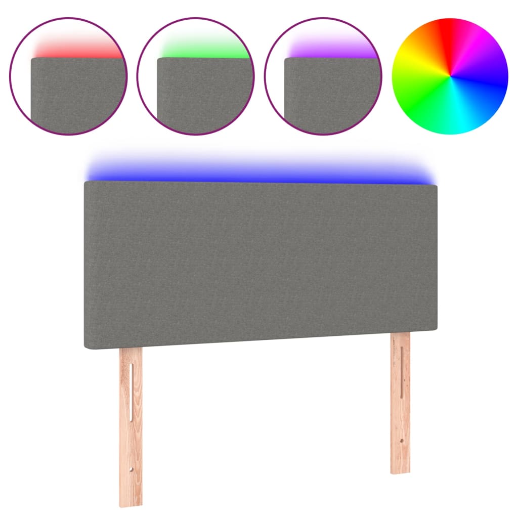 Κεφαλάρι Κρεβατιού LED Σκούρο Γκρι 100x5x78/88 εκ. Υφασμάτινο