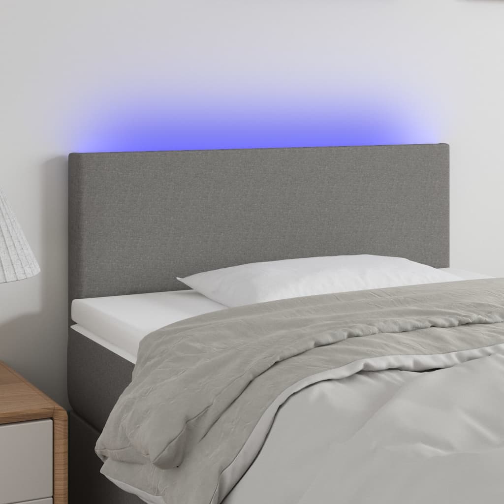 Κεφαλάρι Κρεβατιού LED Σκούρο Γκρι 100x5x78/88 εκ. Υφασμάτινο