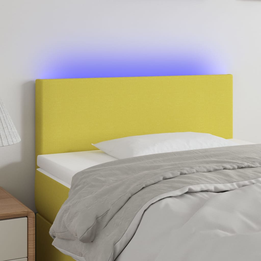 Κεφαλάρι Κρεβατιού LED Πράσινο 100x5x78/88 εκ. Υφασμάτινο - Pakobazaar