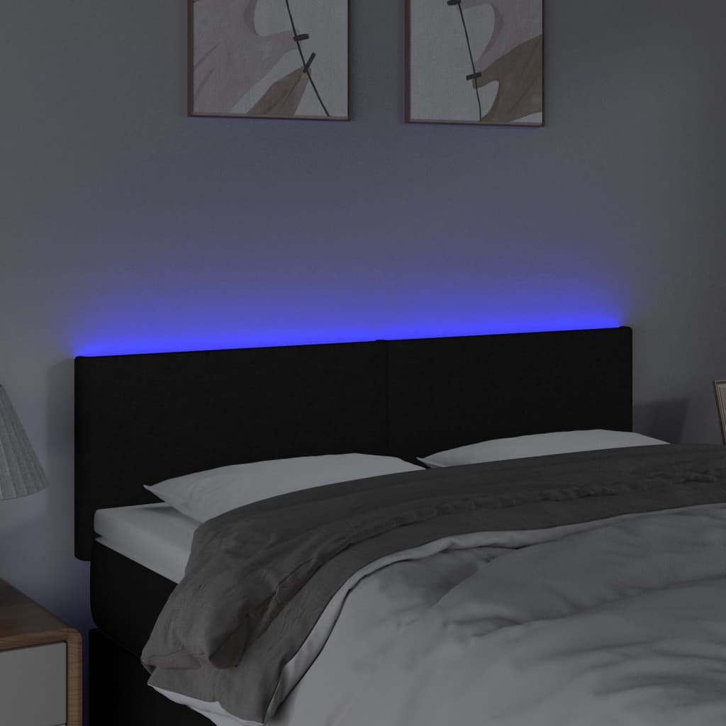 Κεφαλάρι Κρεβατιού LED Μαύρο 144x5x78/88 εκ. Υφασμάτινο