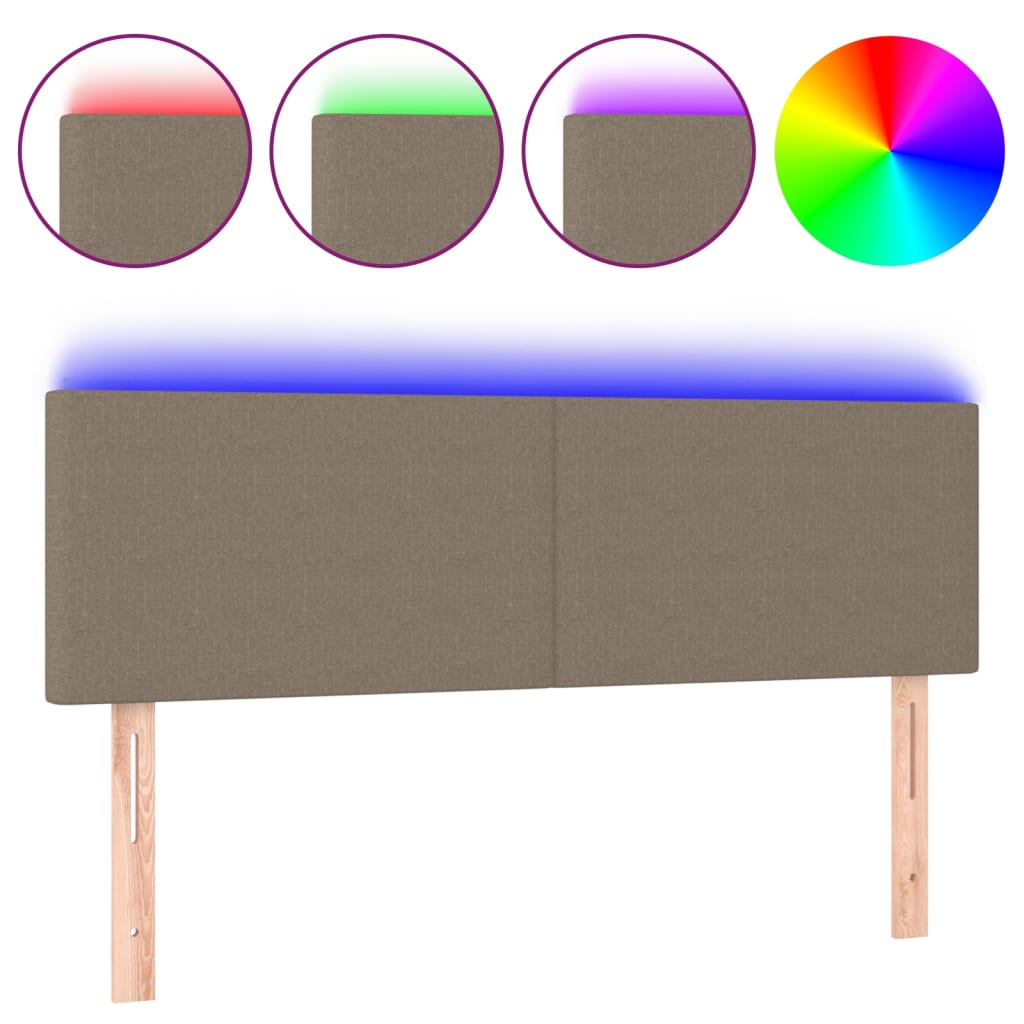 Κεφαλάρι Κρεβατιού LED Taupe 144x5x78/88 εκ. Υφασμάτινο