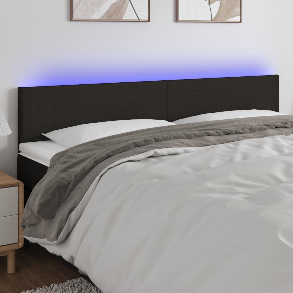 Κεφαλάρι Κρεβατιού LED Μαύρο 160x5x78/88 εκ. Υφασμάτινο - Pakobazaar