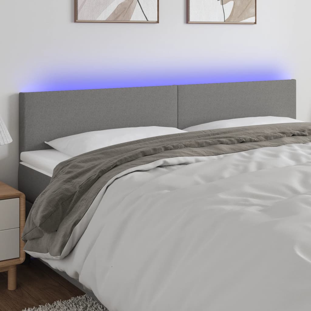 Κεφαλάρι Κρεβατιού LED Σκούρο Γκρι 180x5x78/88 εκ. Υφασμάτινο - Pakobazaar