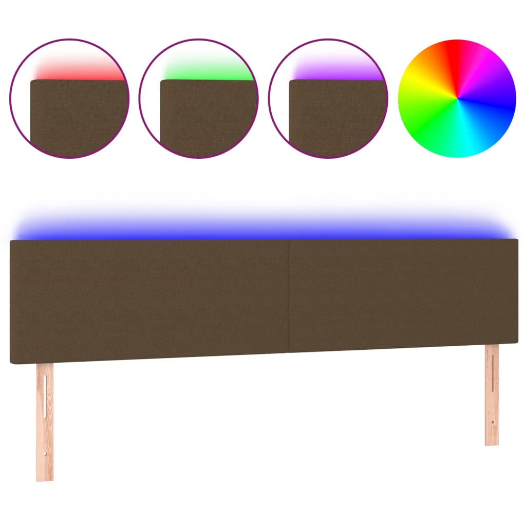 Κεφαλάρι Κρεβατιού LED Σκούρο Καφέ 180x5x78/88 εκ. Υφασμάτινο