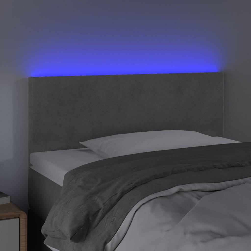 Κεφαλάρι Κρεβατιού LED Ανοιχτό Γκρι 90x5x78/88 εκ. Βελούδινο - Pakobazaar
