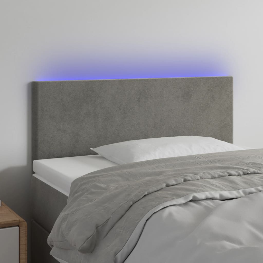 Κεφαλάρι Κρεβατιού LED Ανοιχτό Γκρι 90x5x78/88 εκ. Βελούδινο - Pakobazaar