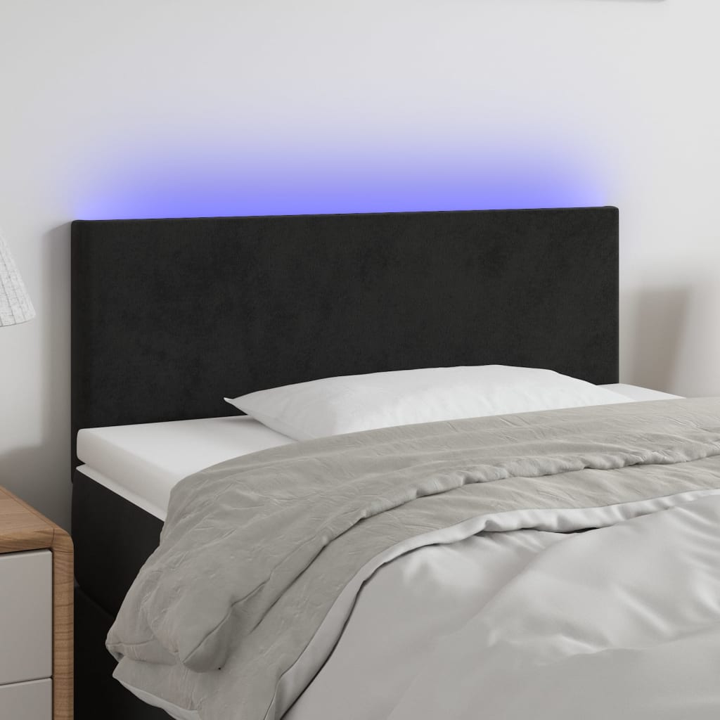 Κεφαλάρι Κρεβατιού LED Μαύρο 90x5x78/88 εκ. Βελούδινο