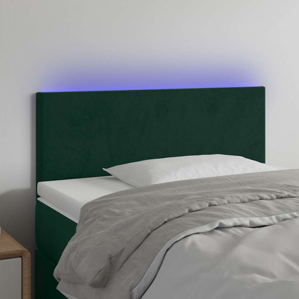 Κεφαλάρι Κρεβατιού LED Σκούρο Πράσινο 90x5x78/88 εκ. Βελούδινο