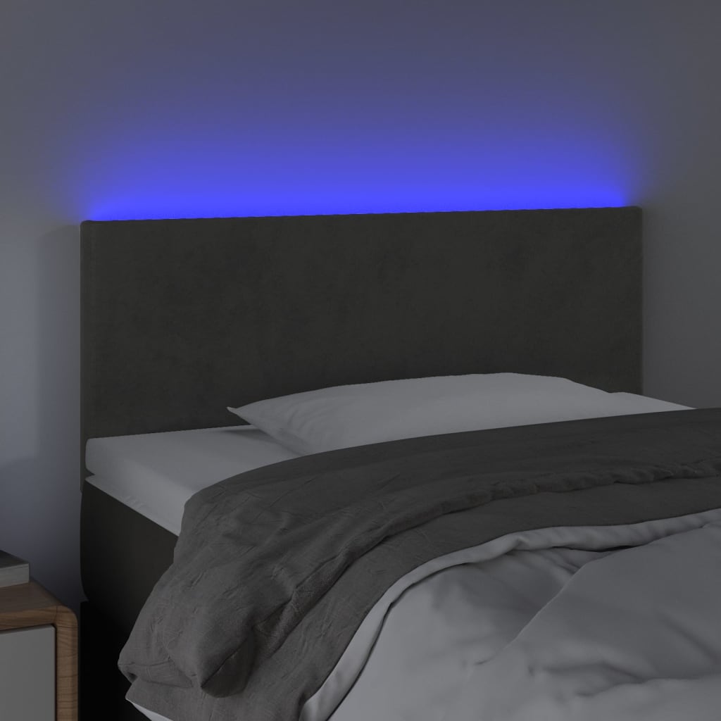 Κεφαλάρι Κρεβατιού LED Σκούρο Γκρι 100x5x78/88 εκ. Βελούδινο