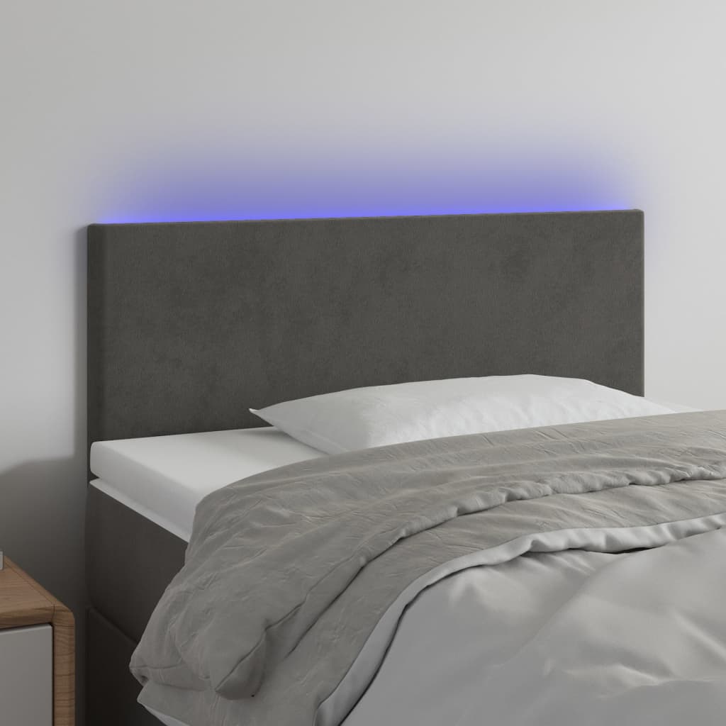 Κεφαλάρι Κρεβατιού LED Σκούρο Γκρι 100x5x78/88 εκ. Βελούδινο