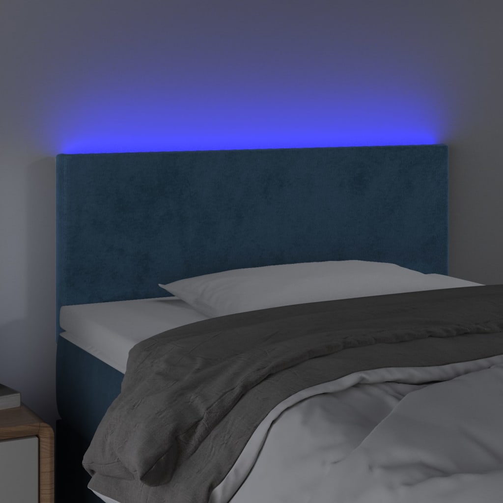Κεφαλάρι Κρεβατιού LED Σκούρο Μπλε 100x5x78/88 εκ. Βελούδινο