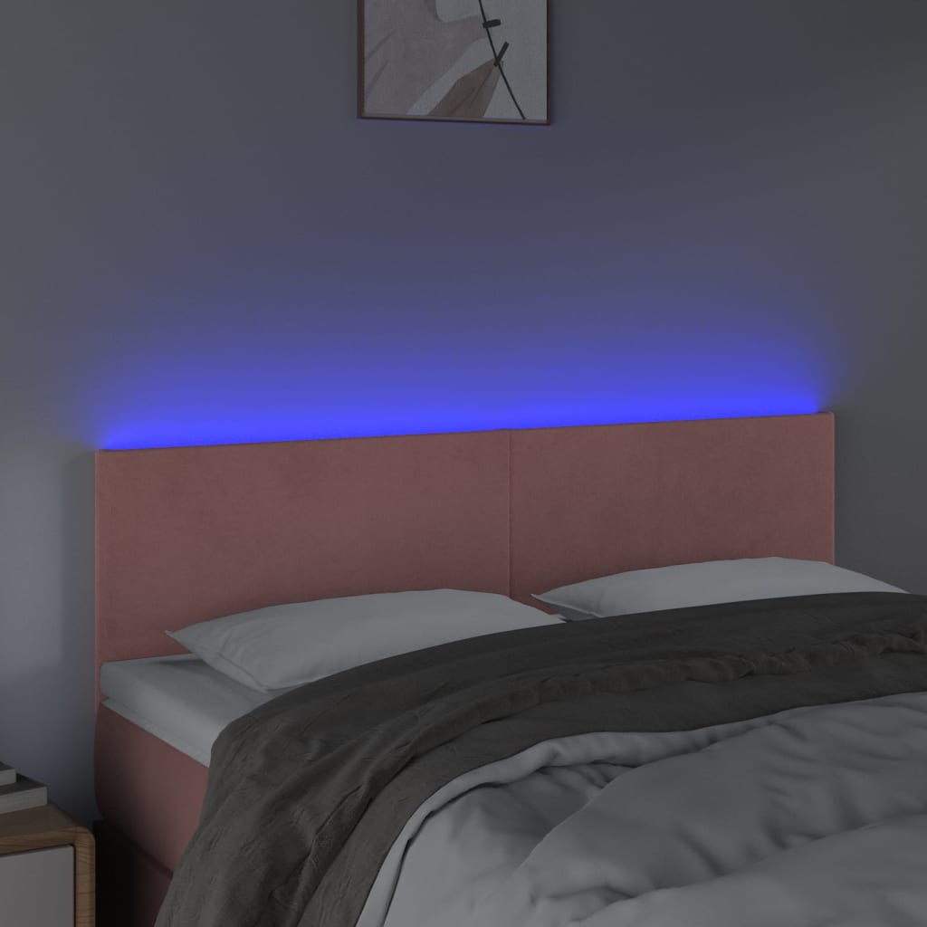 Κεφαλάρι Κρεβατιού LED Ροζ 144x5x78/88 εκ. Βελούδινο