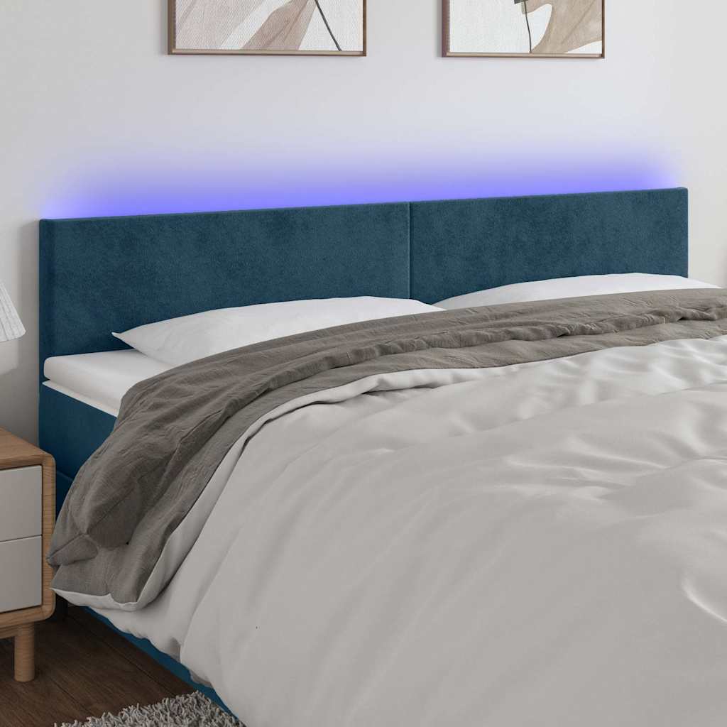 Κεφαλάρι Κρεβατιού LED Σκούρο Μπλε 160x5x78/88 εκ. Βελούδινο
