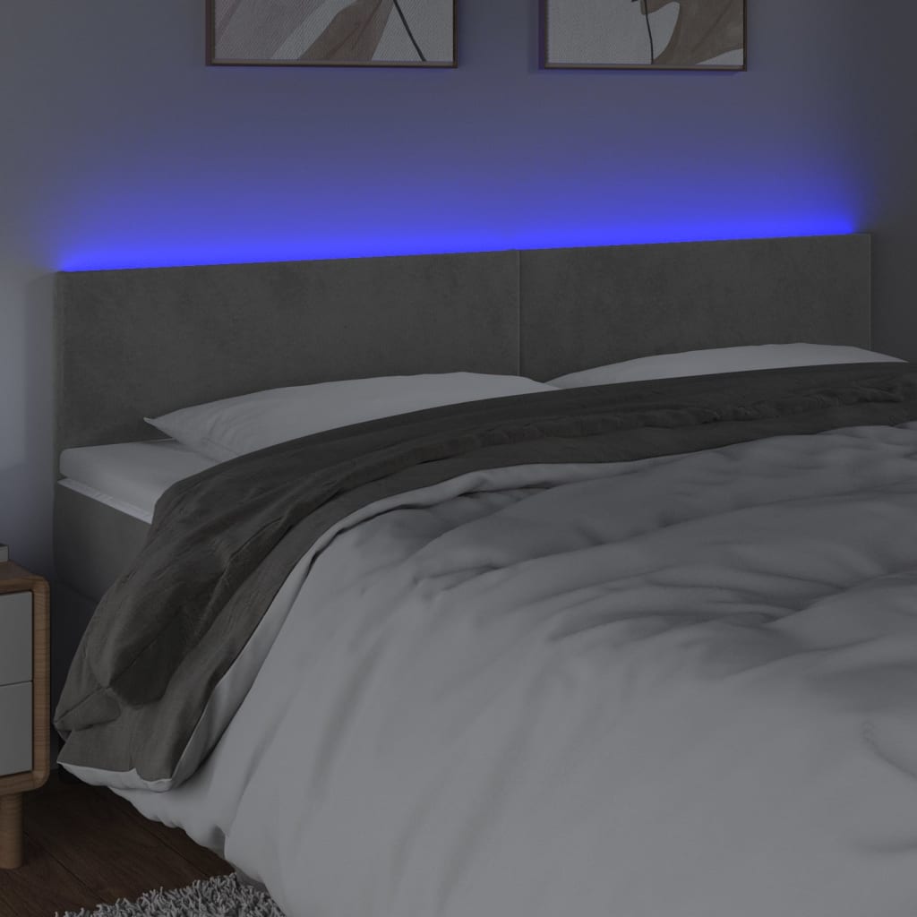 Κεφαλάρι Κρεβατιού LED Ανοιχτό Γκρι 180x5x78/88 εκ. Βελούδινο - Pakobazaar