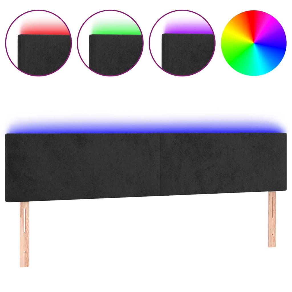 Κεφαλάρι Κρεβατιού LED Μαύρο 180x5x78/88 εκ. Βελούδινο