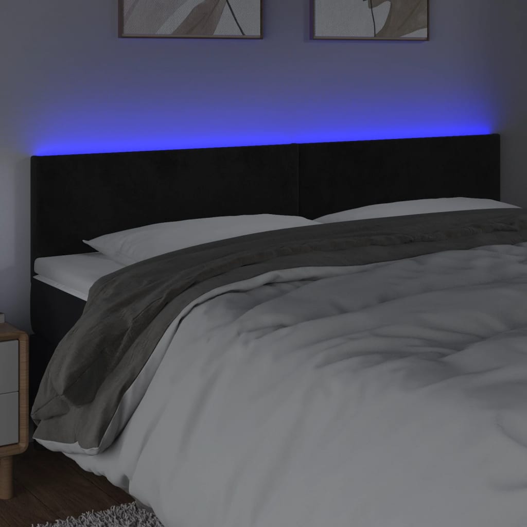 Κεφαλάρι Κρεβατιού LED Μαύρο 180x5x78/88 εκ. Βελούδινο