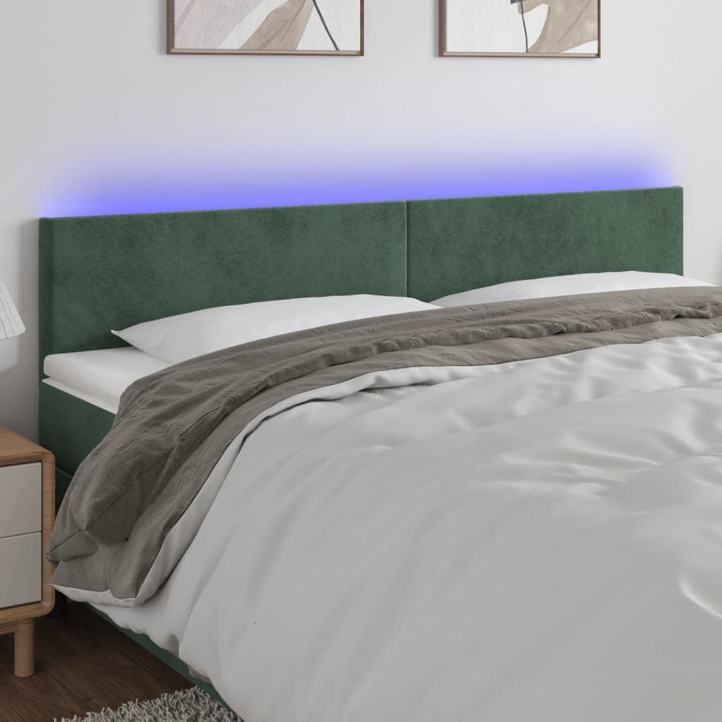 Κεφαλάρι Κρεβατιού LED Σκούρο Πράσινο 180x5x78/88 εκ. Βελούδινο