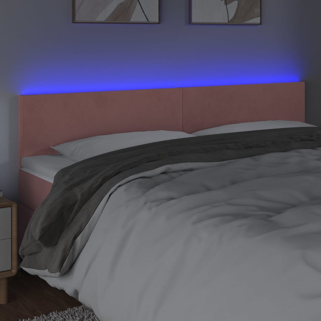 Κεφαλάρι Κρεβατιού LED Ροζ 180x5x78/88 εκ. Βελούδινο