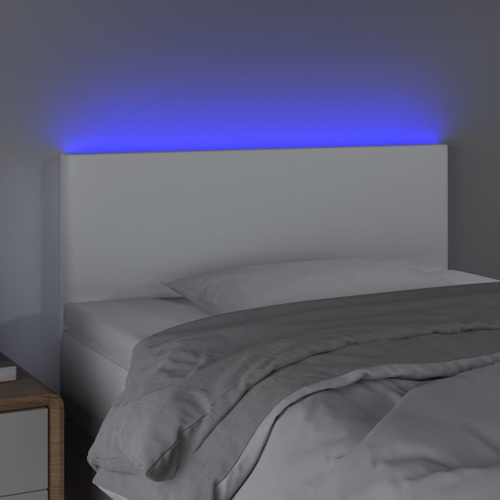 Κεφαλάρι Κρεβατιού LED Λευκό 80x5x78/88 εκ. από Συνθετικό Δέρμα