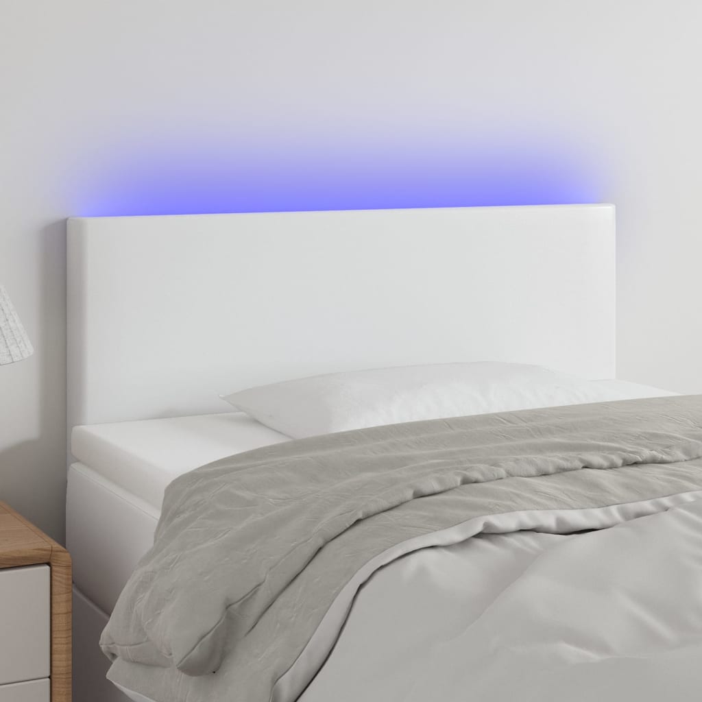 Κεφαλάρι Κρεβατιού LED Λευκό 80x5x78/88 εκ. από Συνθετικό Δέρμα