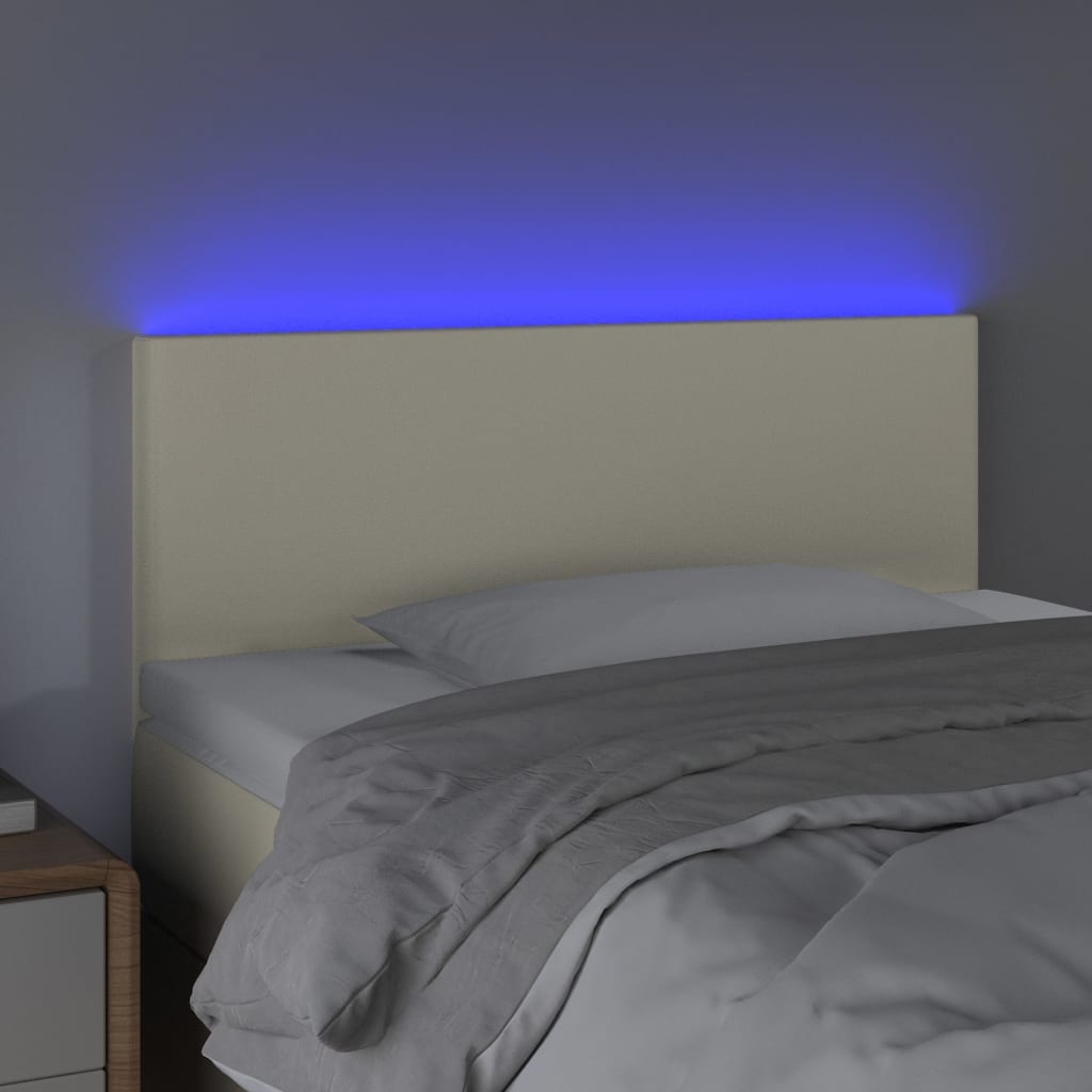 Κεφαλάρι Κρεβατιού LED Κρεμ 80x5x78/88 εκ. από Συνθετικό Δέρμα
