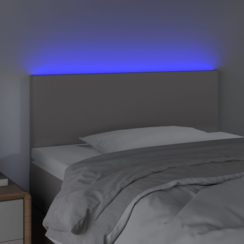 Κεφαλάρι Κρεβατιού LED Γκρι 100x5x78/88 εκ. από Συνθετικό Δέρμα