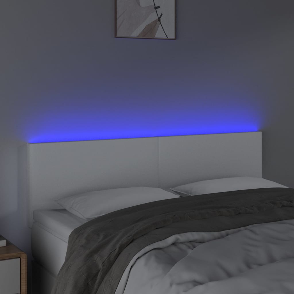 Κεφαλάρι Κρεβατιού LED Λευκό 144x5x78/88 εκ. Συνθετ. Δέρμα - Pakobazaar