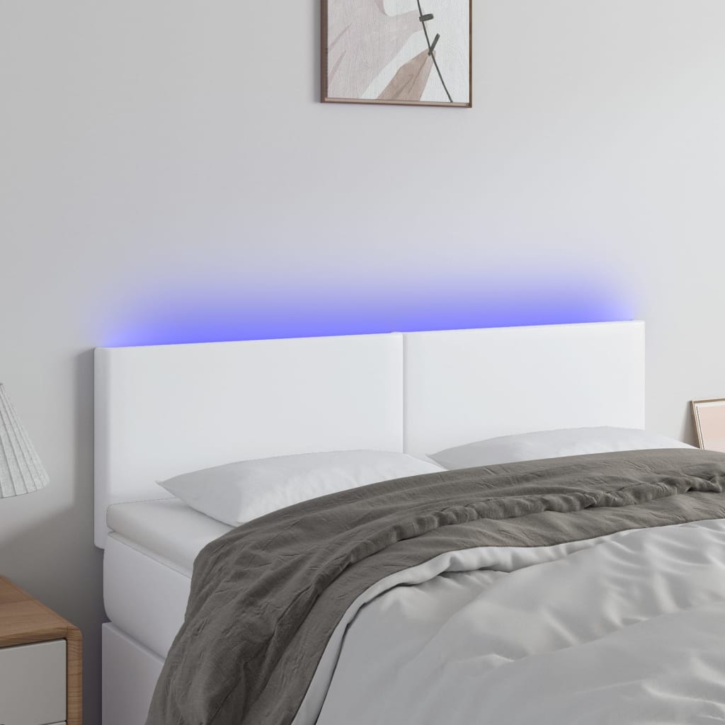Κεφαλάρι Κρεβατιού LED Λευκό 144x5x78/88 εκ. Συνθετ. Δέρμα - Pakobazaar