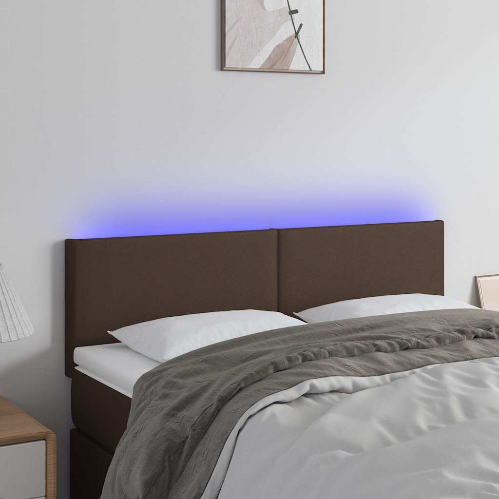 Κεφαλάρι Κρεβατιού LED Καφέ 144x5x78/88 εκ. από Συνθετικό Δέρμα - Pakobazaar