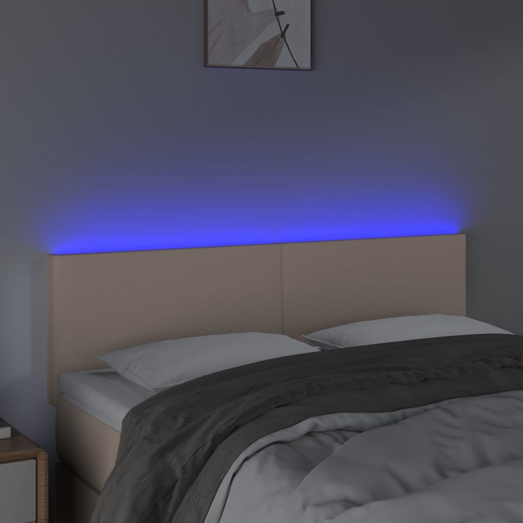 Κεφαλάρι Κρεβατιού LED Καπουτσίνο 144x5x78/88 εκ. Συνθετ. Δέρμα - Pakobazaar